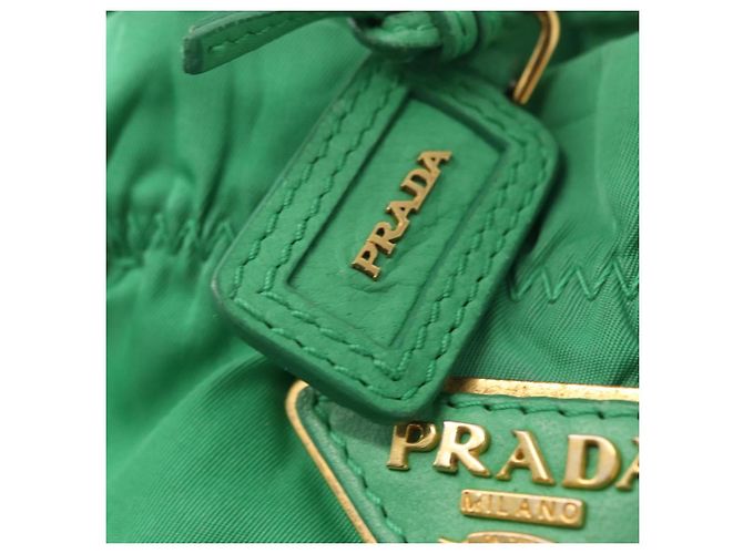 PRADA Borsa a mano in nylon verde oro Auth 154693 D'oro - vista 18