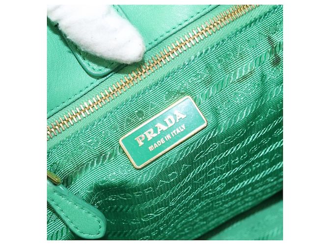 PRADA Borsa a mano in nylon verde oro Auth 154693 D'oro - vista 19