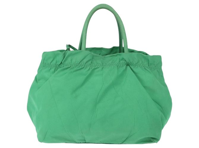 PRADA Borsa a mano in nylon verde oro Auth 154693 D'oro - vista 2