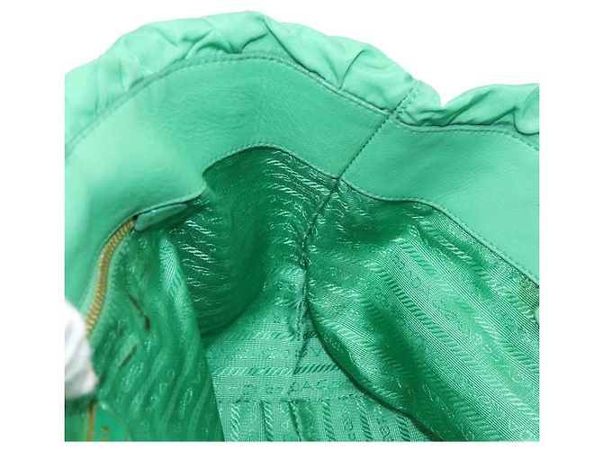 PRADA Borsa a mano in nylon verde oro Auth 154693 D'oro - vista 20
