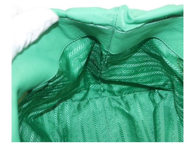 PRADA Borsa a mano in nylon verde oro Auth 154693 D'oro - vista 21
