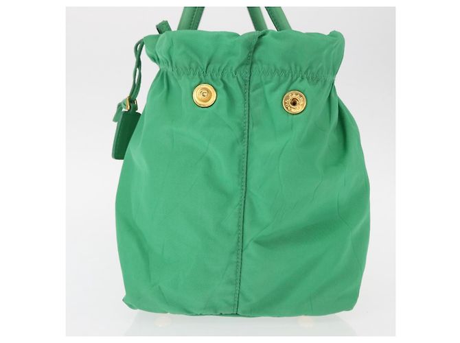 PRADA Borsa a mano in nylon verde oro Auth 154693 D'oro - vista 3