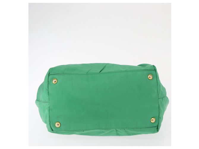 PRADA Borsa a mano in nylon verde oro Auth 154693 D'oro - vista 5