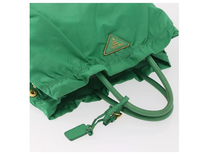 PRADA Borsa a mano in nylon verde oro Auth 154693 D'oro - vista 6