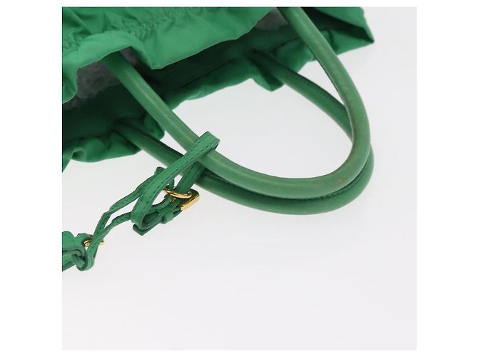 PRADA Borsa a mano in nylon verde oro Auth 154693 D'oro - vista 7