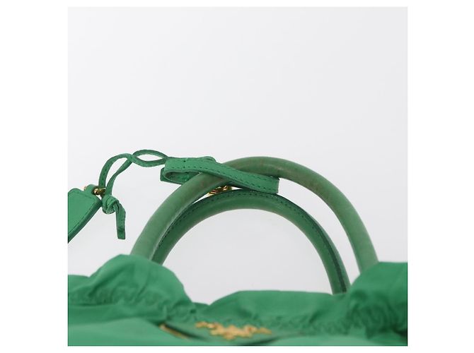 PRADA Borsa a mano in nylon verde oro Auth 154693 D'oro - vista 8