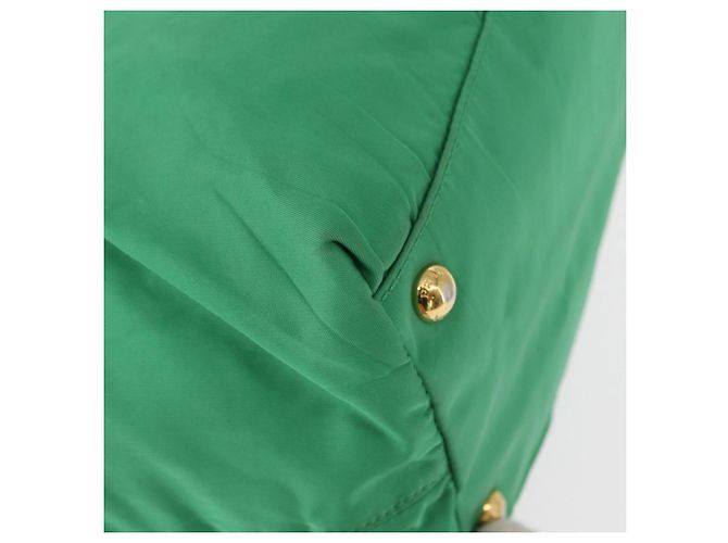 PRADA Borsa a mano in nylon verde oro Auth 154693 D'oro - vista 9