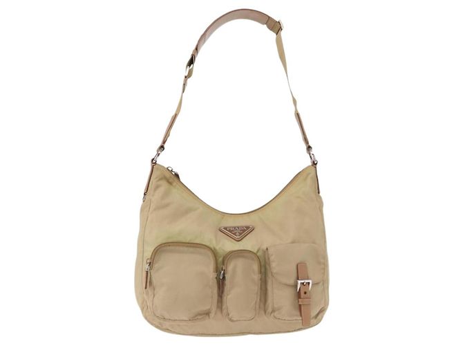 Borsa a Spalla PRADA Nylon Beige Argento Autentica ep12067 - vista 13