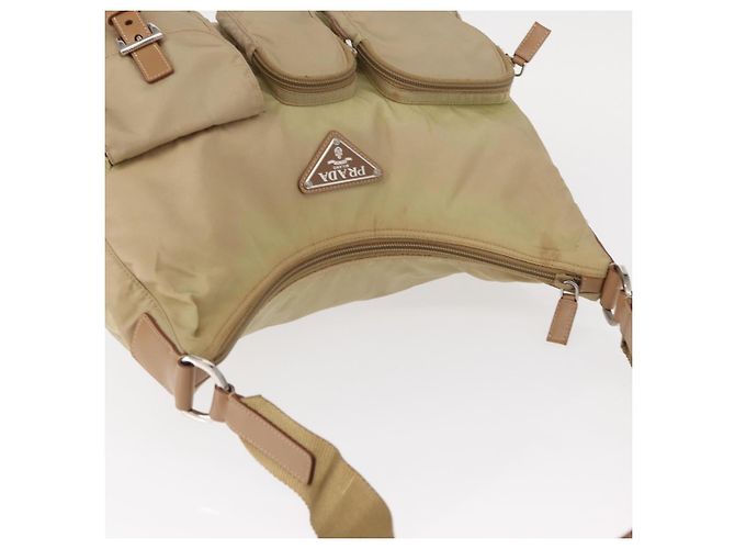Borsa a Spalla PRADA Nylon Beige Argento Autentica ep12067 - vista 6
