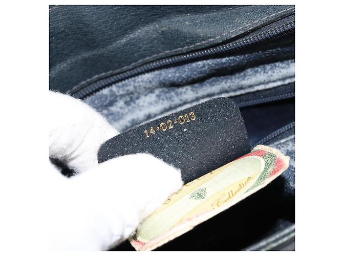 Borsa a Spalla Gucci GG Supreme Sherry Line PVC Blu Navy Oro 14 02 013 Auth 154336 D'oro - vista 12