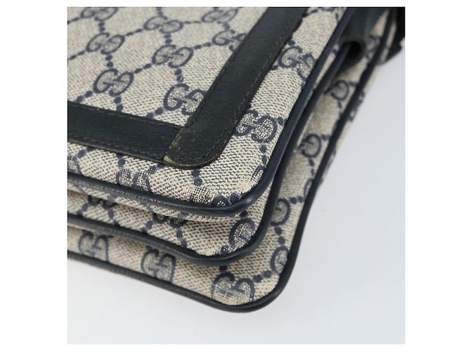 Borsa a Spalla Gucci GG Supreme Sherry Line PVC Blu Navy Oro 14 02 013 Auth 154336 D'oro - vista 15