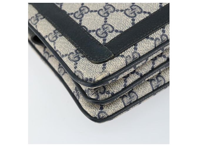 Borsa a Spalla Gucci GG Supreme Sherry Line PVC Blu Navy Oro 14 02 013 Auth 154336 D'oro - vista 16