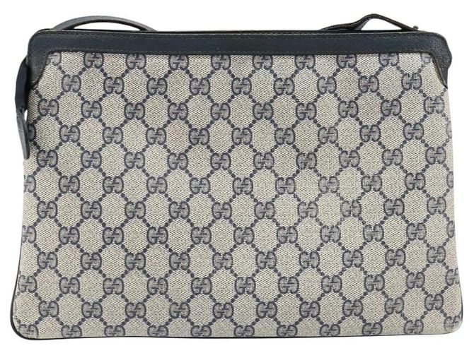 Borsa a Spalla Gucci GG Supreme Sherry Line PVC Blu Navy Oro 14 02 013 Auth 154336 D'oro - vista 2