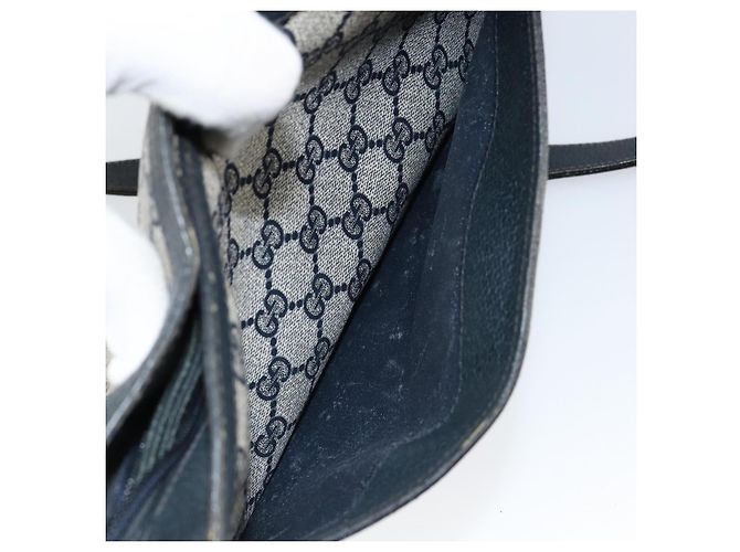 Borsa a Spalla Gucci GG Supreme Sherry Line PVC Blu Navy Oro 14 02 013 Auth 154336 D'oro - vista 27