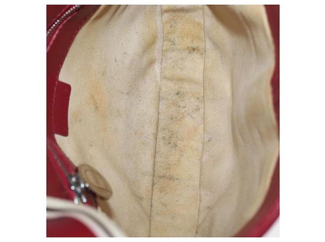 Céline Borsa a Spalla CELINE Coppa del Mondo 2002 Pelle Bianca Nera Argento Auth mr1649 Nero Bianco - vista 10