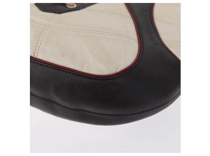 Céline Borsa a Spalla CELINE Coppa del Mondo 2002 Pelle Bianca Nera Argento Auth mr1649 Nero Bianco - vista 15