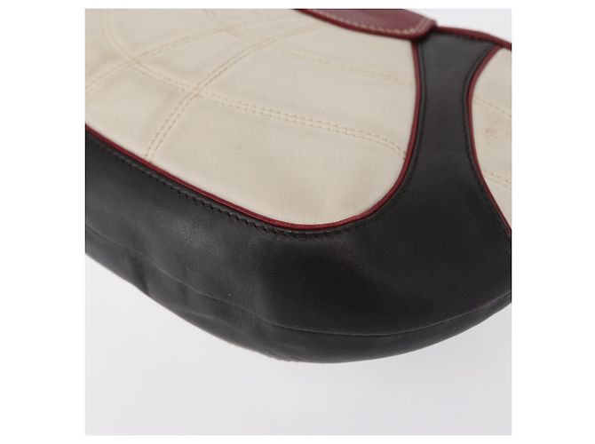 Céline Borsa a Spalla CELINE Coppa del Mondo 2002 Pelle Bianca Nera Argento Auth mr1649 Nero Bianco - vista 17