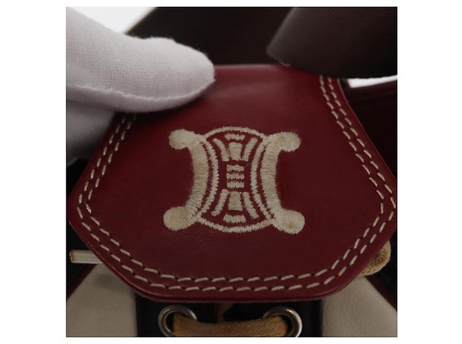 Céline Borsa a Spalla CELINE Coppa del Mondo 2002 Pelle Bianca Nera Argento Auth mr1649 Nero Bianco - vista 19