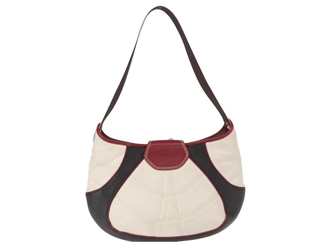 Céline Borsa a Spalla CELINE Coppa del Mondo 2002 Pelle Bianca Nera Argento Auth mr1649 Nero Bianco - vista 2