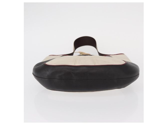 Céline Borsa a Spalla CELINE Coppa del Mondo 2002 Pelle Bianca Nera Argento Auth mr1649 Nero Bianco - vista 6