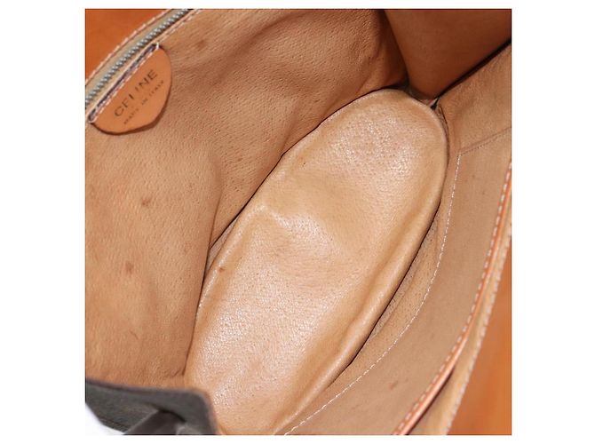 Céline Borsa a Spalla in Tela Macadam CELINE in Pelle PVC Marrone Oro Auth 155469 D'oro - vista 10