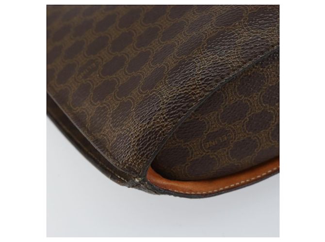 Céline Borsa a Spalla in Tela Macadam CELINE in Pelle PVC Marrone Oro Auth 155469 D'oro - vista 16