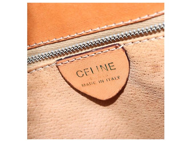 Céline Borsa a Spalla in Tela Macadam CELINE in Pelle PVC Marrone Oro Auth 155469 D'oro - vista 18