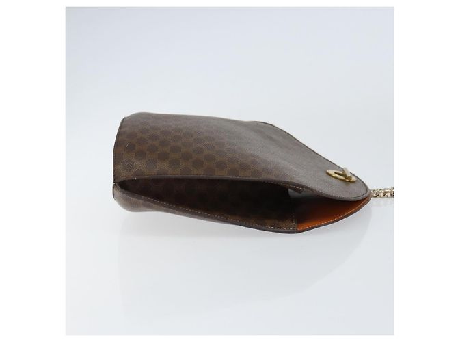 Céline Borsa a Spalla in Tela Macadam CELINE in Pelle PVC Marrone Oro Auth 155469 D'oro - vista 3