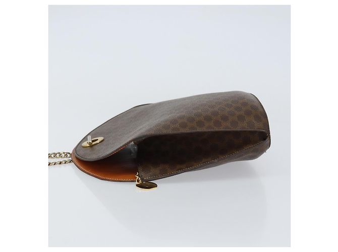 Céline Borsa a Spalla in Tela Macadam CELINE in Pelle PVC Marrone Oro Auth 155469 D'oro - vista 4