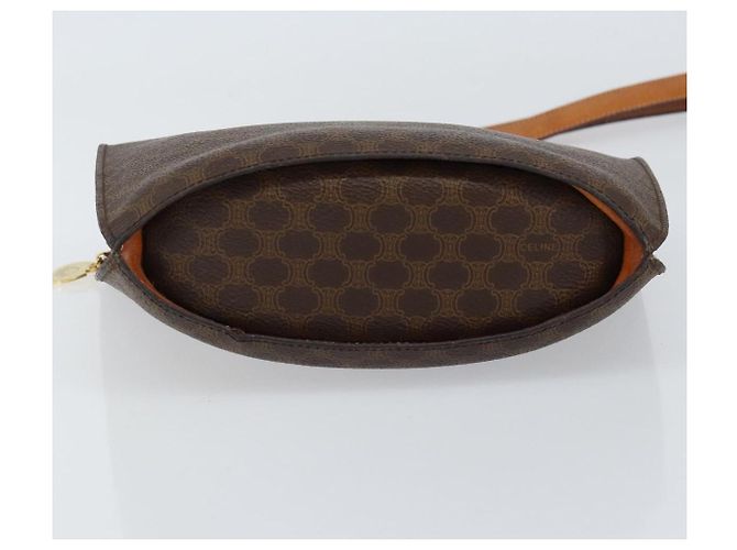 Céline Borsa a Spalla in Tela Macadam CELINE in Pelle PVC Marrone Oro Auth 155469 D'oro - vista 5