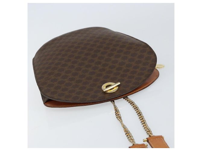 Céline Borsa a Spalla in Tela Macadam CELINE in Pelle PVC Marrone Oro Auth 155469 D'oro - vista 6