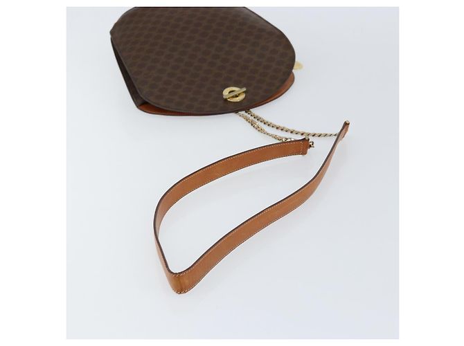 Céline Borsa a Spalla in Tela Macadam CELINE in Pelle PVC Marrone Oro Auth 155469 D'oro - vista 7