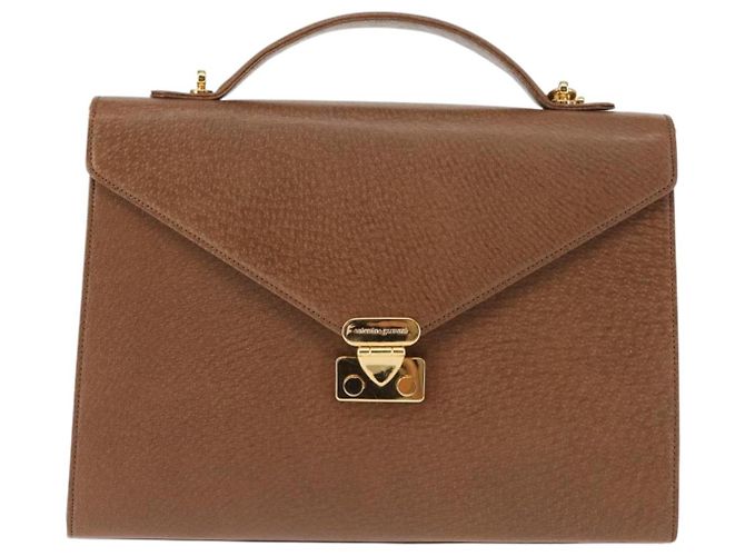 VALENTINO Borsa a mano in pelle 2 in 1 Marrone Oro Auth bs29793 D'oro - vista 13