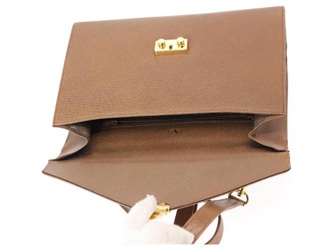 VALENTINO Borsa a mano in pelle 2 in 1 Marrone Oro Auth bs29793 D'oro - vista 21