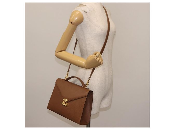 VALENTINO Borsa a mano in pelle 2 in 1 Marrone Oro Auth bs29793 D'oro - vista 25