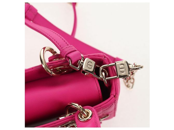 Borsa Micro Lady D Joy Cannage Christian Dior in Pelle di Agnello 2in1 Rosa Auth 145262SM - vista 24