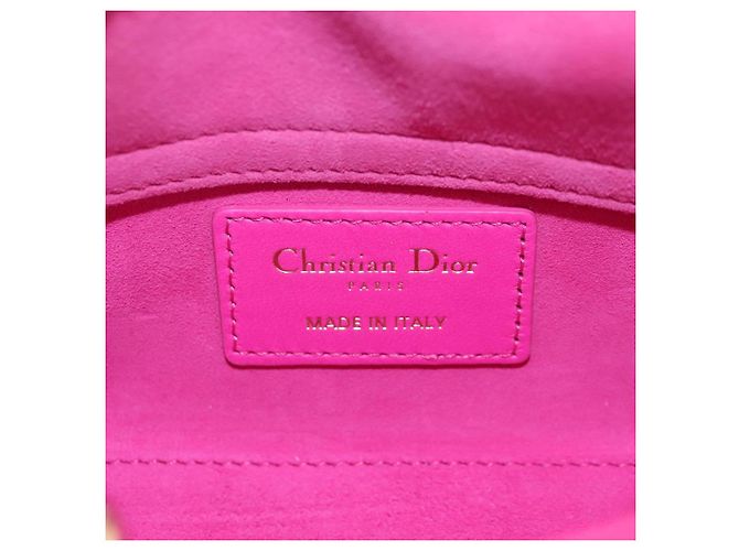 Borsa Micro Lady D Joy Cannage Christian Dior in Pelle di Agnello 2in1 Rosa Auth 145262SM - vista 26