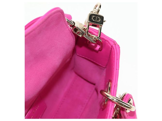 Borsa Micro Lady D Joy Cannage Christian Dior in Pelle di Agnello 2in1 Rosa Auth 145262SM - vista 27