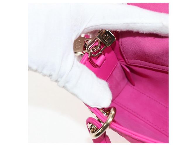 Borsa Micro Lady D Joy Cannage Christian Dior in Pelle di Agnello 2in1 Rosa Auth 145262SM - vista 28