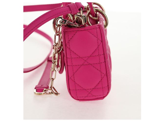 Borsa Micro Lady D Joy Cannage Christian Dior in Pelle di Agnello 2in1 Rosa Auth 145262SM - vista 3