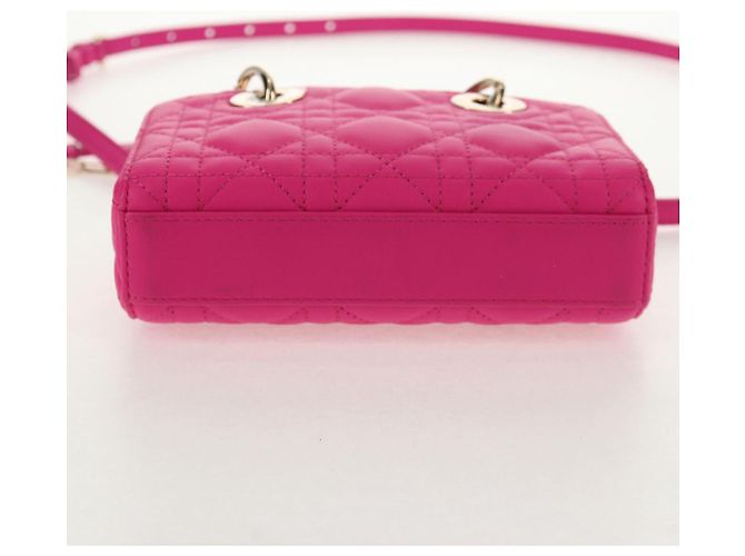 Borsa Micro Lady D Joy Cannage Christian Dior in Pelle di Agnello 2in1 Rosa Auth 145262SM - vista 5