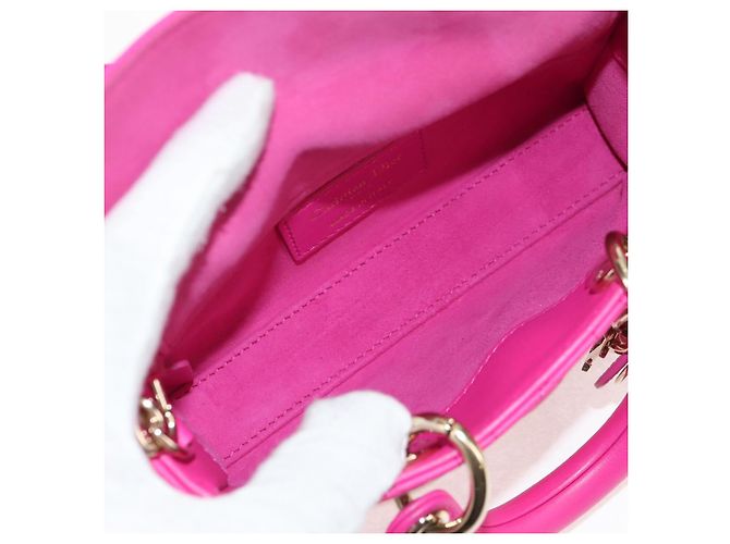 Borsa Micro Lady D Joy Cannage Christian Dior in Pelle di Agnello 2in1 Rosa Auth 145262SM - vista 9