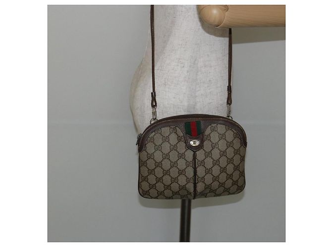 Borsa Sherry Line GG Supreme Web di GUCCI in PVC beige e oro 904 02 047 Auth 146261 D'oro - vista 21