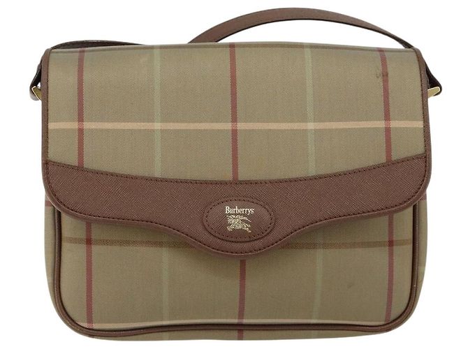 Autre Marque Borsa a Spalla Burberrys Nova Check in Tela Beige Oro Auth bs29991 D'oro - vista 13