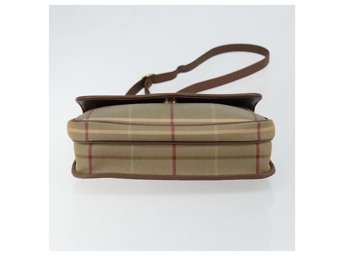 Autre Marque Borsa a Spalla Burberrys Nova Check in Tela Beige Oro Auth bs29991 D'oro - vista 5
