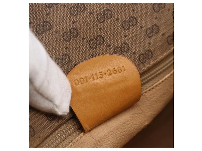 Gucci Borsa a Spalla Micro GG Supreme PVC Beige Oro 001 115 2681 Auth BA6741 D'oro - vista 12