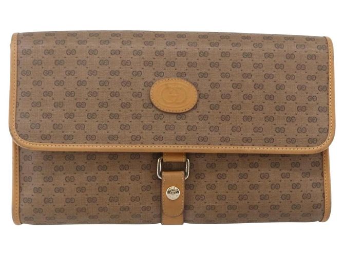 Gucci Borsa a Spalla Micro GG Supreme PVC Beige Oro 001 115 2681 Auth BA6741 D'oro - vista 13