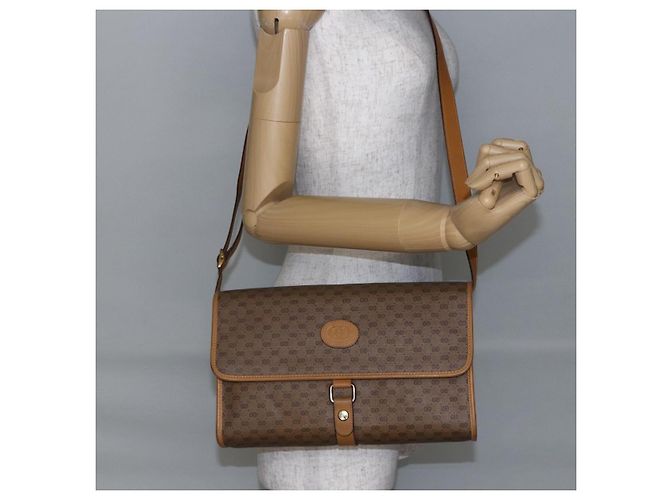 Gucci Borsa a Spalla Micro GG Supreme PVC Beige Oro 001 115 2681 Auth BA6741 D'oro - vista 21