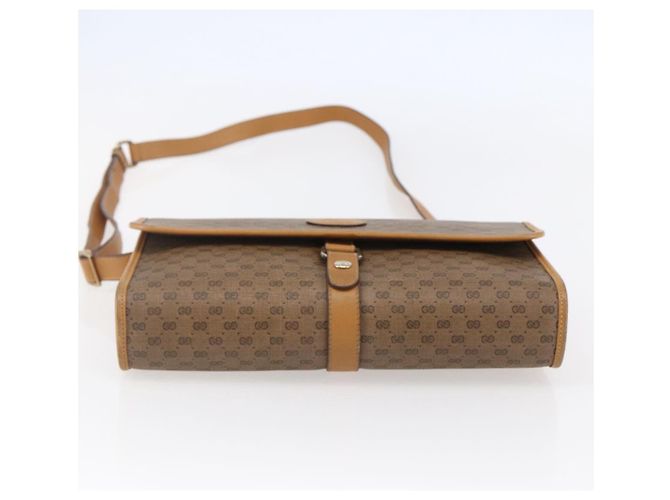 Gucci Borsa a Spalla Micro GG Supreme PVC Beige Oro 001 115 2681 Auth BA6741 D'oro - vista 5