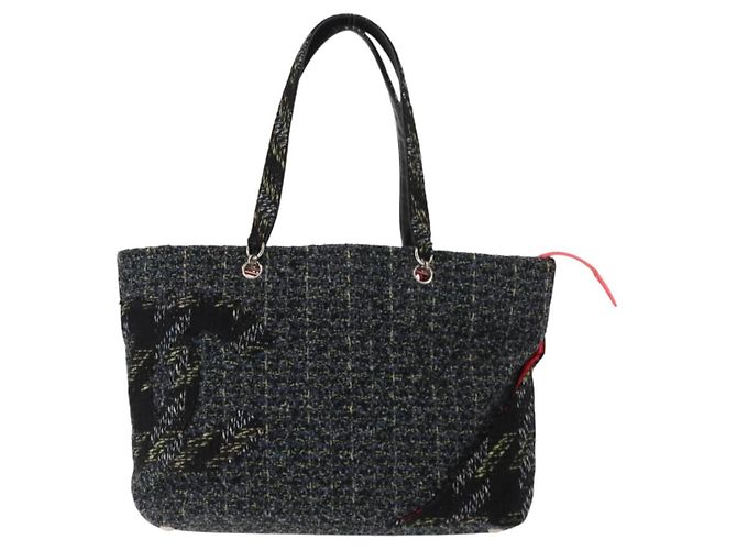 Borsa tote Cambon di CHANEL in tweed blu navy argento CC Auth bs29930 - vista 13